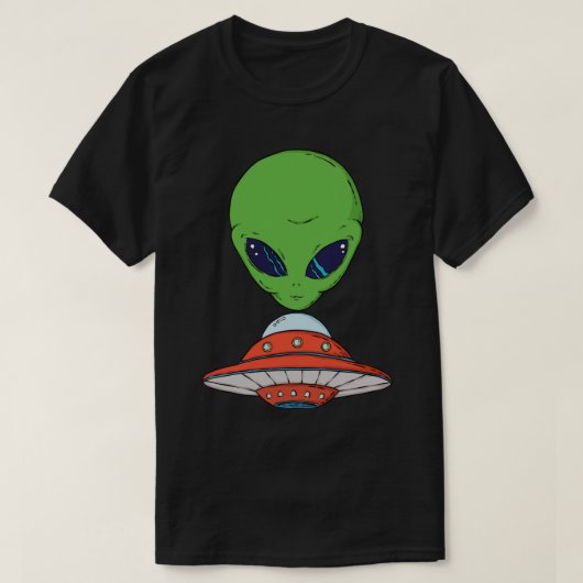 エイリアンと宇宙船 Tシャツ (デザイン正面)
