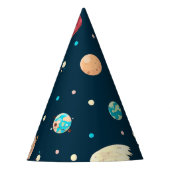 エイリアンと宇宙飛行士の宇宙テーマ パーティーハット (正面)