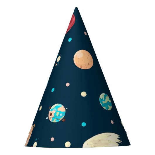 エイリアンと宇宙飛行士の宇宙テーマ パーティーハット (正面)