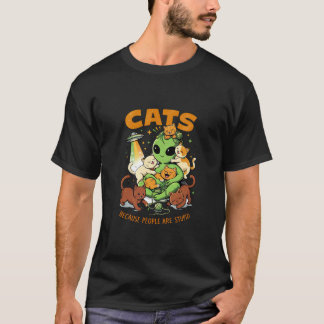 エイリアンと猫のハーモニー Tシャツ