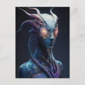 エイリアンと目白熱［赤熱］光を放つ付き ポストカード (正面)