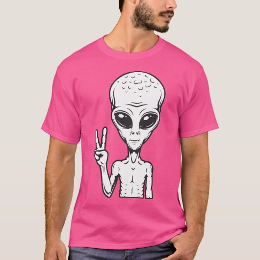 エイリアンとPeace Sign Shirt Tシャツ (正面)