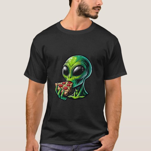 エイリアンのようなピザ Tシャツ (正面)