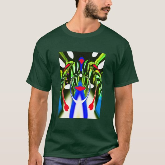 エイリアンのような植物の生命体 ファンキー Tシャツ (正面)
