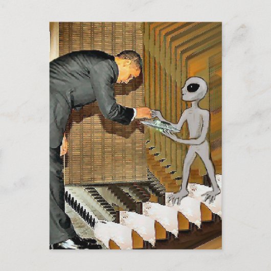 エイリアンのオバマへの贈り ポストカード (正面)