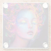 エイリアンのコスミックヘアの女性 ガラスコースター (裏面)