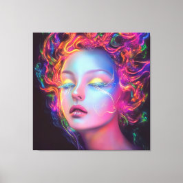 エイリアンのコスミックヘアの女性 キャンバスプリント
