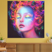エイリアンのコスミックヘアの女性 キャンバスプリント (インサイチュ (リビング))