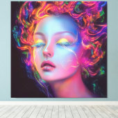 エイリアンのコスミックヘアの女性 キャンバスプリント (インサイチュ (ウッドフロア))