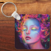 エイリアンのコスミックヘアの女性 キーホルダー (正面)