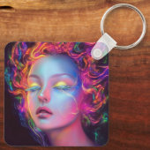 エイリアンのコスミックヘアの女性 キーホルダー (裏面)