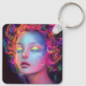 エイリアンのコスミックヘアの女性 キーホルダー (裏面)