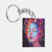 エイリアンのコスミックヘアの女性 キーホルダー (正面左)