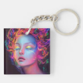 エイリアンのコスミックヘアの女性 キーホルダー (裏面)