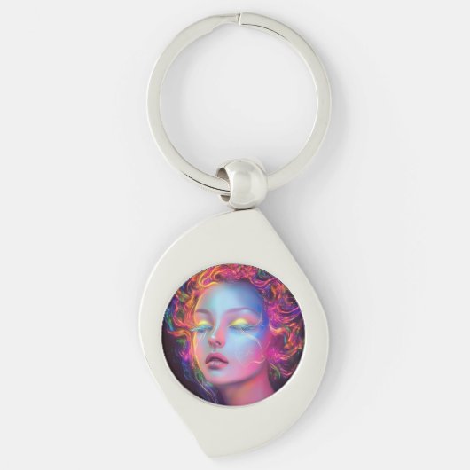 エイリアンのコスミックヘアの女性 キーホルダー (正面)