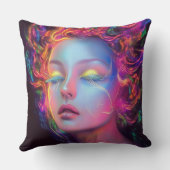 エイリアンのコスミックヘアの女性 クッション (裏面)