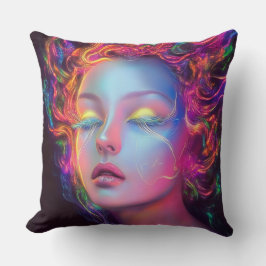 エイリアンのコスミックヘアの女性 クッション
