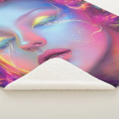 エイリアンのコスミックヘアの女性 シェルパブランケット (3/4)