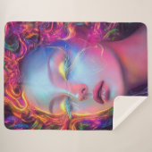 エイリアンのコスミックヘアの女性 シェルパブランケット (正面(横))