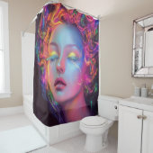 エイリアンのコスミックヘアの女性 シャワーカーテン (インサイチュ)