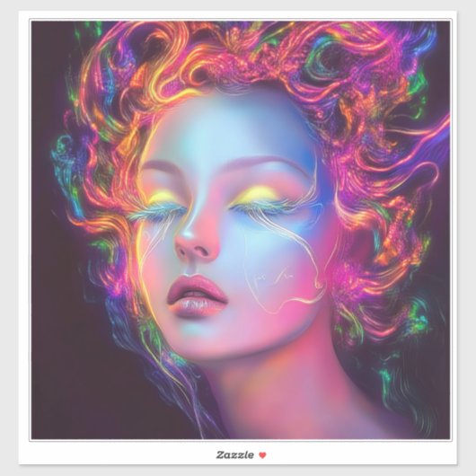 エイリアンのコスミックヘアの女性 シール (シート)