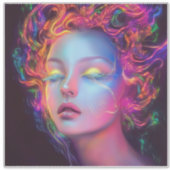 エイリアンのコスミックヘアの女性 シール (正面)