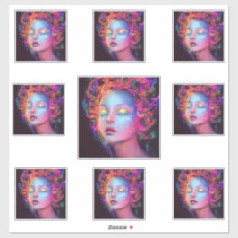 エイリアンのコスミックヘアの女性 シール