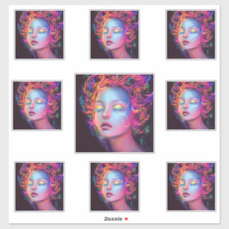 エイリアンのコスミックヘアの女性 シール