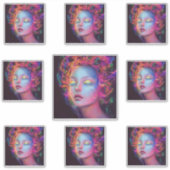 エイリアンのコスミックヘアの女性 シール (正面)