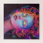 エイリアンのコスミックヘアの女性 ジグソーパズル (横)