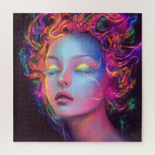 エイリアンのコスミックヘアの女性 ジグソーパズル (縦)