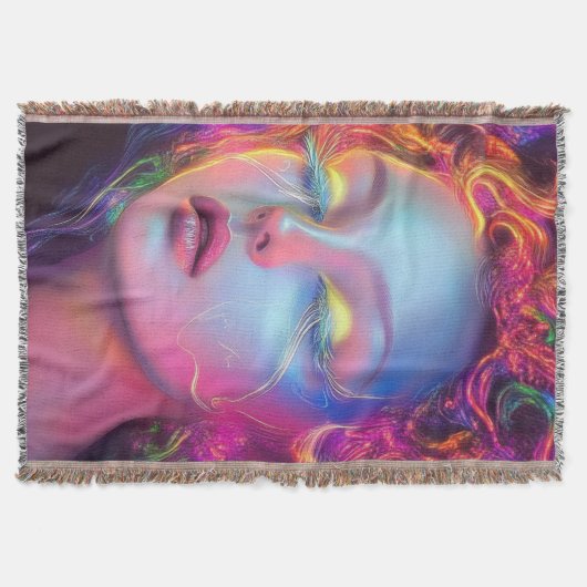 エイリアンのコスミックヘアの女性 スローブランケット (正面)