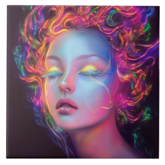 エイリアンのコスミックヘアの女性 タイル (正面)
