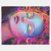 エイリアンのコスミックヘアの女性 フリースブランケット (正面(横))