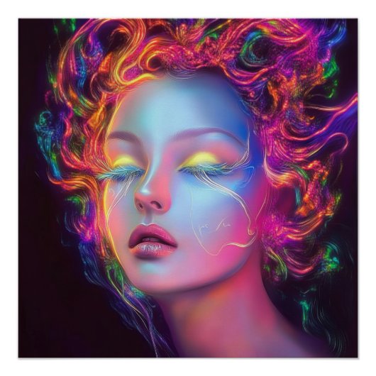 エイリアンのコスミックヘアの女性 ポスター (正面)