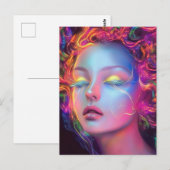 エイリアンのコスミックヘアの女性 ポストカード (正面/裏面)