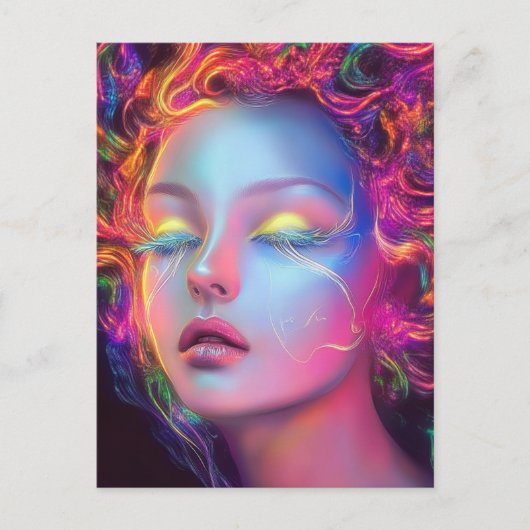 エイリアンのコスミックヘアの女性 ポストカード (正面)