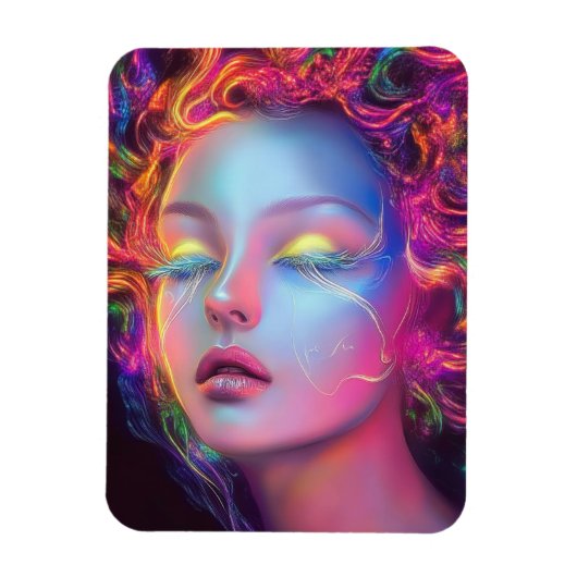 エイリアンのコスミックヘアの女性 マグネット (縦)