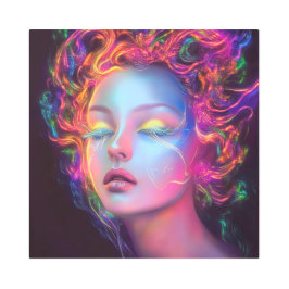 エイリアンのコスミックヘアの女性 メタルプリント