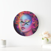 エイリアンのコスミックヘアの女性 ラージ壁時計 (ホーム)
