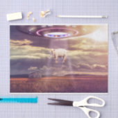 エイリアンのファンタジーの芸術によって誘拐される牛 薄葉紙 (クラフト)