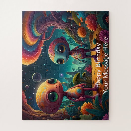 エイリアンのファンタジー林での冒険 ジグソーパズル (縦)