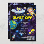 エイリアンの動物宇宙飛行士 ANY AGE 宇宙 銀河 パーティー 招待状 (正面/裏面)