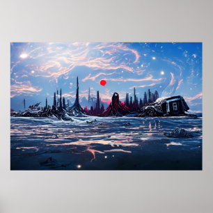 エイリアンの外空間の風景 抽象芸術 ポスター