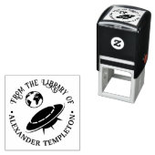 エイリアンの宇宙船が地球に向かう図書名 セルフインキングスタンプ (インサイチュ)