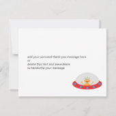 エイリアンの宇宙船の誕生日お礼のメモ サンキューカード (裏面)