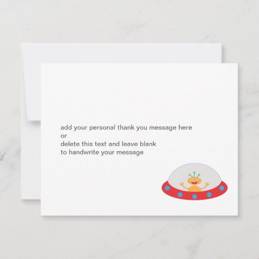 エイリアンの宇宙船の誕生日お礼のメモ サンキューカード (裏面)