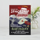 エイリアンの宇宙船をテーマにした脱出ゲーム、誕生日パーティー 招待状 (スタンド正面)