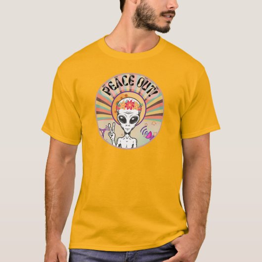 エイリアンの平和！面白いTシャツ Tシャツ (正面)