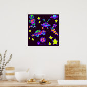 エイリアンの星と宇宙芸術の惑星 ポスター (キッチン)